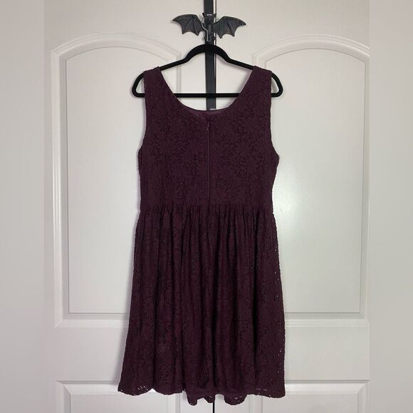 Coldwater Creek Deep Wine Lace Mini Dress Zipper Back, Feminine, Elegant size 16 - Picture 2 of 12